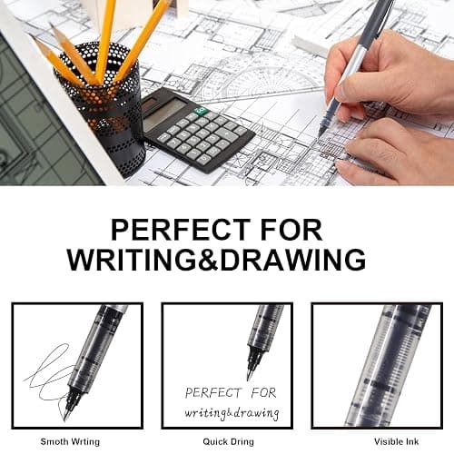 Rollerball Pen, 25 Pack Black Gel Pens 0.7 mm Fine Point Liquid Ink, Quick-Drying Ballpoint Pen for Writing, Journaling, Home Office Stationary Supplies thumbnail 4