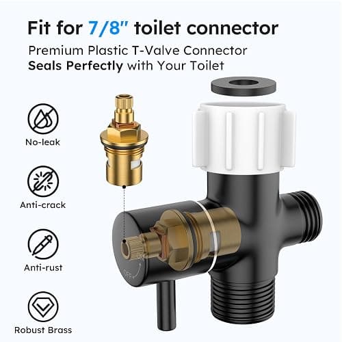 Arofa Handheld Bidet Sprayer, Bidet Attachment for Toilet, Matte Black | Adjustabel Water Pressure, Leak-Free Hose, Fits Two-Piece Toilets, Feminine/Baby/Pet Wash, Cloth Diaper Rinse, Easy Install thumbnail 5