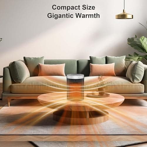 Space Heater, WINHL Small Portable Electric Heaters for Indoor Use with Thermostat and Remote, 70°Oscillation, 12H Timer, 5 Modes, 1500W PTC Ceramic Fast Safety Heat for Office Bedroom Home thumbnail 7