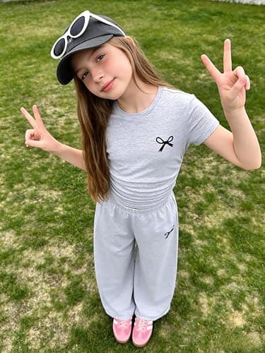 Afsmlys Tween Girls Clothes T-Shirt Top + Pants 2pcs Outfit Set Teen Girl Spring Summer Clothing, Size 7-16 Years thumbnail 4