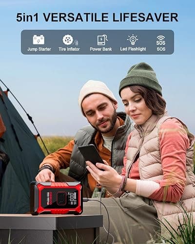 GOOLOO A3 Jump Starter with Air Compressor, 3000A Portable Car Battery Booster (9.0 Gas/6.5L Diesel) with 150PSI Auto-Shutoff Tire Inflator, 12V Supersafe Lithium Jump Box Car Battery Jumper Starter thumbnail 4
