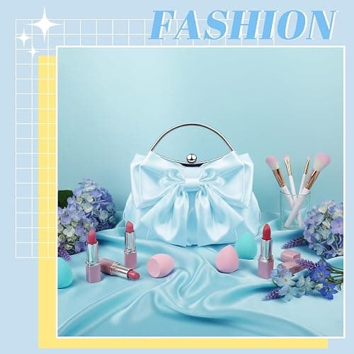 Dansydaisy Coquette Clutch Purse for Women Pleated Satin Bow Purse Evening Bag with Chain Crossbody for Wedding Party Prom thumbnail 3