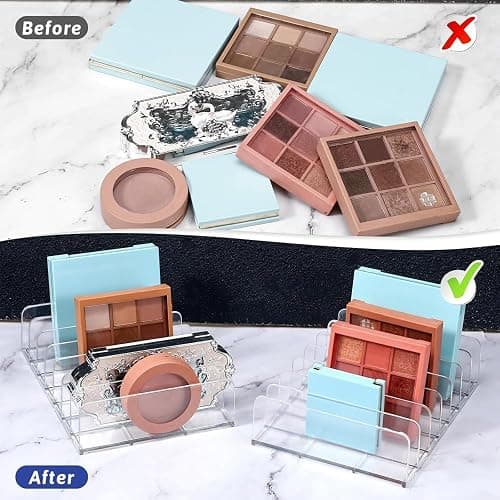 2 Pack Acrylic Eye Shadow Palette Makeup Manager, 7-Slot Display Box, Cosmetics Display Storage Rack Suitable for Eye Shadow Palette,Phone Case, Facial Mask, Transparent Cosmetics Manager thumbnail 4
