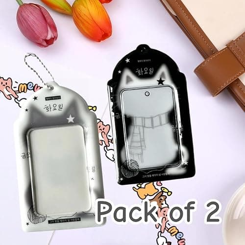 2 PCS Cat Photocard Holder Keychain Cute Kpop Photo Card Badge Holder for Concert Fans Daily Commute Office Desk Travel thumbnail 5