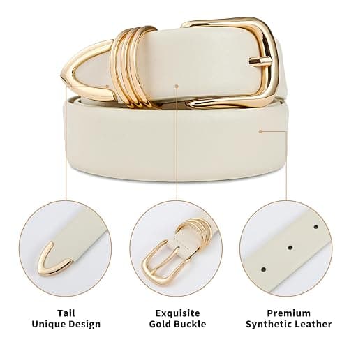 RISANTRY Women's Leather Belts with Gold Buckle Fashion Leather Waist Belt Elegant Ladies Belts for Jeans Gifts for Women thumbnail 4