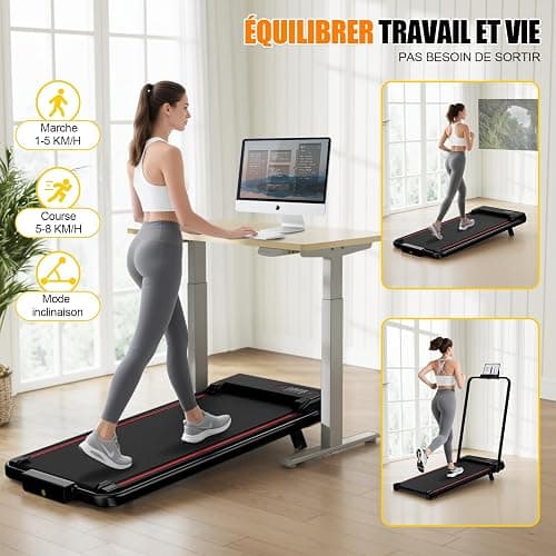 Tapis de Course 4 en 1 Pliable avec Pente 7% – Tapis de Marche Électrique 8 km/h, Moteur 2,5 CV, Système d’Amorti Avancé, Écran LCD, Cadre Renforcé, 130 kg Max – pour Maison & Bureau thumbnail 6