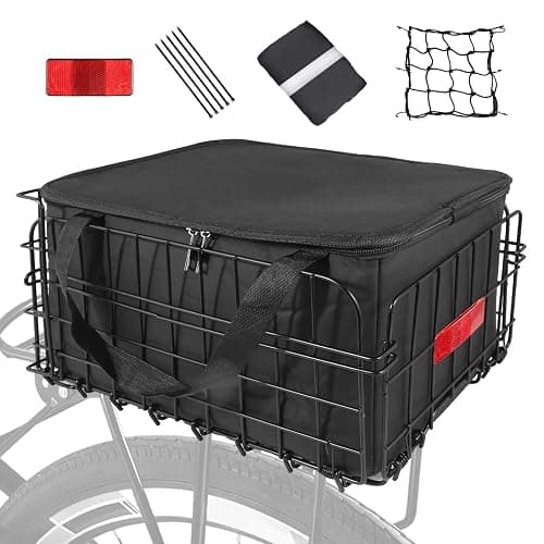Bike Basket Rear, Folding Bicycle Basket with Removable Waterproof Liner Bag, Rear Bike Cargo Rack, Bike Accessories Frame Basket for Adult Women Men Carrying Dogs,Pet,Grocery,Quick Release Design - Image 1