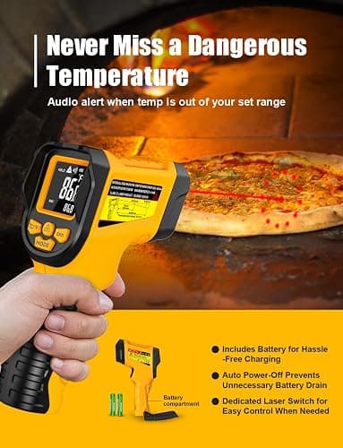 NJTY Infrared Thermometer Gun, -58℉ to 1472℉, High Precision, Non-Contact Laser Temperature Sensor with Backlit LCD, for Cooking, BBQ, Automotive, Industrial Use thumbnail 5