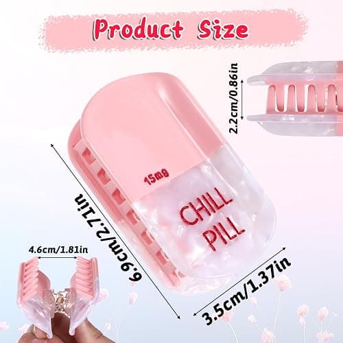 Qianyu Chill Pill Hair Claw Clip Pharmacy Funny Hairs Clip Personalized Hairs Claw Funky Summer Accessories Pink Novelty Nurse Acetate Barrettes for Woman Gift Thick Thin Hair Styling Halloween thumbnail 2