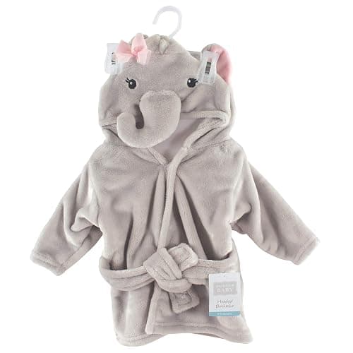 Hudson Baby Unisex Baby Plush Animal Face Bathrobe, Pretty Elephant, 0-9 Months thumbnail 2