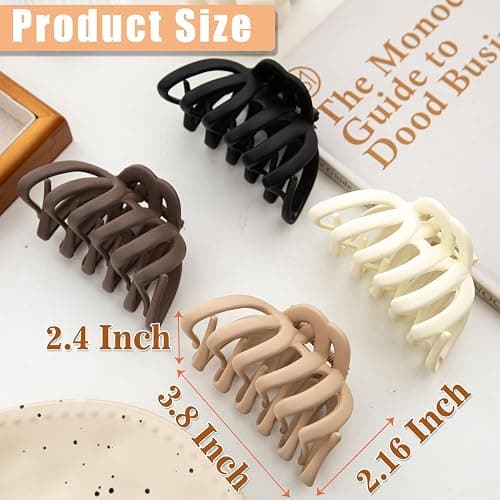 4 Pcs Octopus Claw Clips Octopus Hair Claw Clips for Women 3.8" Large Hair Claw Clip for Women Strong Grip Non-slip Jaw Clip for Thick,natural color thumbnail 2