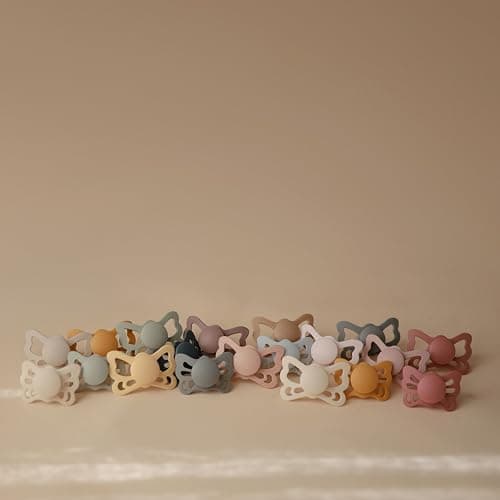 FRIGG Butterfly Anatomical SilkySoft Silicone Baby Pacifier | Made in Denmark | BPA-Free (Cedar/Baby Pink, 0-6 Months) thumbnail 9