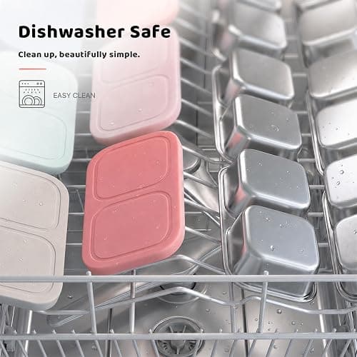 EC-Gaze 3 Pack Stainless Steel 2-Compartment Snack Containers, 8.4 oz | Reusable Snack Containers with Silicone Lids, On-the-Go Snacking, Meal Prep, School Lunches, Daycare and Travel thumbnail 5