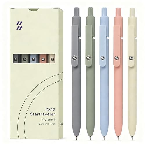 FIOVER Gel Pens 5pcs 0.5mm Quick Dry Black Ink Fine Point Pens | Smooth Writing Gel Ink Pens, Morandi Colors, High-End Series, Office School Supplies, Gifts for Women and Men - Image 1