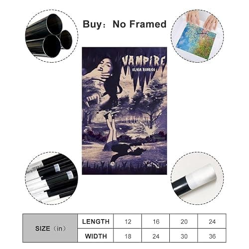 AVIMYA Olivia Rodrigo Poster Olivia Rodrigo Music Poster- Vampire Art Poster Posters for Room Aesthetic 16x24inch(40x60cm) Unframe-style-5 - 16x24inch(40x60cm) - Unframe-style-5 thumbnail 2