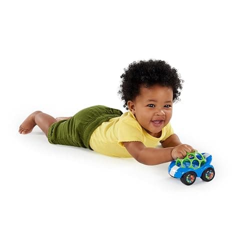 Bright Starts Oball Easy Grasp Rattle & Roll Toy Sports Car BPA-Free Infant Crawling Toy, 1 Pack, Age 3 Months and up, Blue/Green thumbnail 3