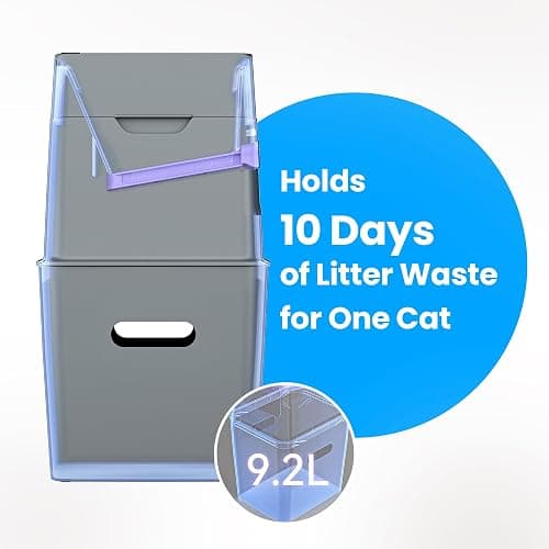 Neakasa PooGuard Litter Disposal Bin, 9.2L Trash Can for Cat Litter, Dog Waste & Diapers, with Viewing Window, Wider Opening, and 4-Month Refill Bag (Grey) thumbnail 2