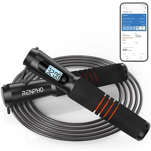 RENPHO Smart Jump Rope - APP Data Storage & Tracking & Analysis, Tangle-Free Jumping Rope for Men, Women, Skipping Rope with Counter, Adjustable workout Jump Ropes for Crossfit, Gym, MMA thumbnail 8
