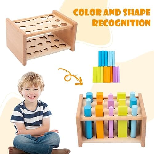 Montessori Shape Matching Toys - Wooden Shape Sorting Toys for 1-3 Years Old Children - Educational Toy for Preschoolers thumbnail 5