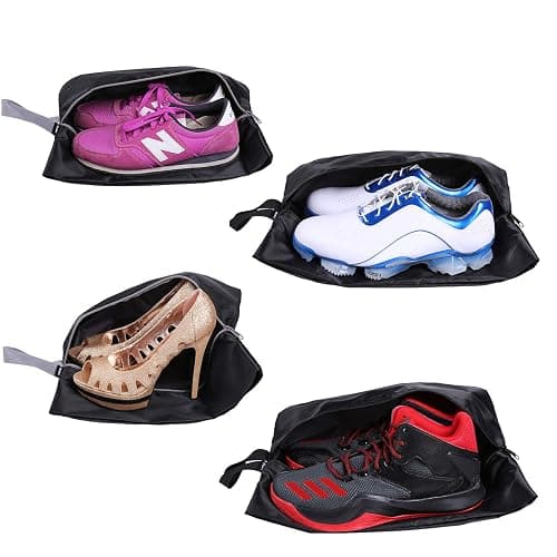 YAMIU Travel Shoe Bags Set of 4 Waterproof Nylon with Zipper for Men & Women, Black - Image 1