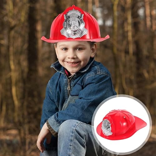 Fireman Helmet Plastic Hard Hat Fire Chief Helmet Firefighter Roleplay Costume Fireman Accessory for Cosplay Party Dress Up thumbnail 9