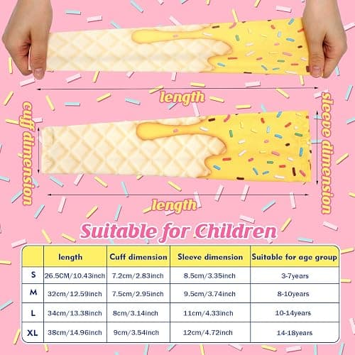 JaGely 16 Pairs Ice Cream Arm Sleeves for Kids UV Sun Protection Football Basketball Baseball Compression Long Sleeves Youth thumbnail 3