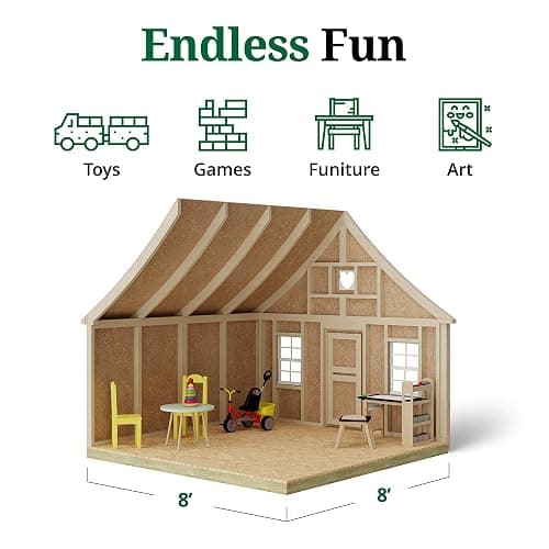 8x8 Gingerbread Cottage Playhouse with Floor, Deck and Rail, Outdoor Wood Do-It-Yourself Kit thumbnail 5