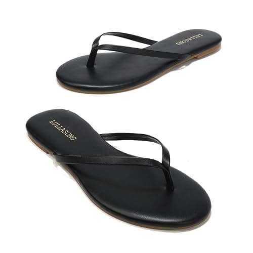 LULLASONG Flip Flops For Women Comfortable Round Toe Beach Sandals Thong Strap Slides Slip On Dressy Flats Sandals For Women thumbnail 8