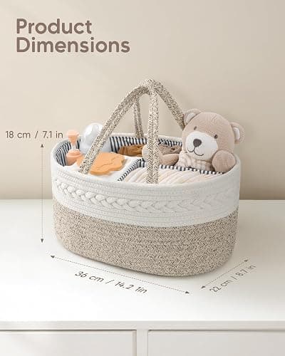 Maliton Wickeltisch Organizer，Baby Organizer Korb，Aufbewahrungskorb für den Wickeltisch，Windel Caddy mit Fächern & Griffen，Geschenke für Neugeborene thumbnail 3