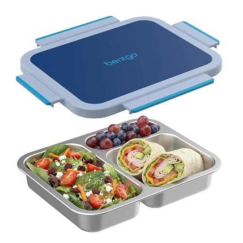 Bentgo Stainless Steel Lunch Box - Leak-Proof, 3 Compartments, 4.3-Cup Capacity, Ideal for Kids 3+, Teens & Adults, Durable, Reusable (Navy) - Image 1