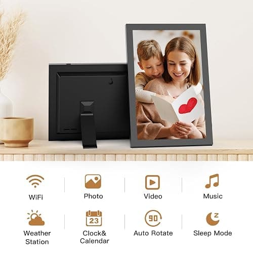 10.1" Digital-Picture-Frame Smart WiFi-Photo-Frame - IPS Touch Screen Digital Photo Frame, 32GB Slideshow, Auto-Rotate, Load Photo Video from Phone via App Email, Free Cloud Storage, Gift for Mom Dad thumbnail 5