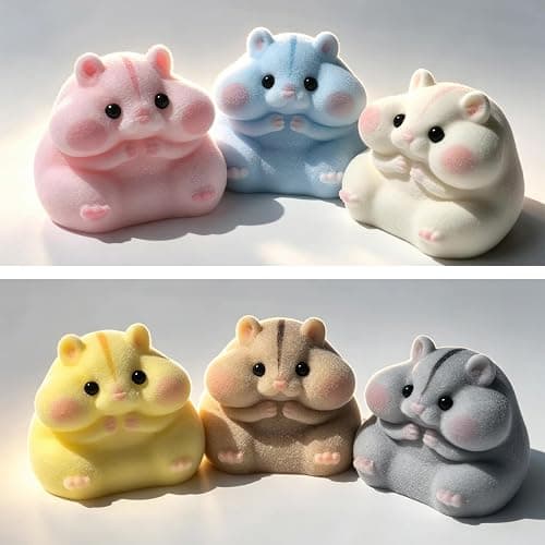 6-Pack Handmade Taba Squishy Hamster Toy, Cute Squishy Hamster Fidget Toy, Realistic Hamster Toy, Soft Silicone Mochi Furry Toy, Stress Relief Gift for Adults & Kids, Sensory Anxiety Plushie(6 colors) thumbnail 3