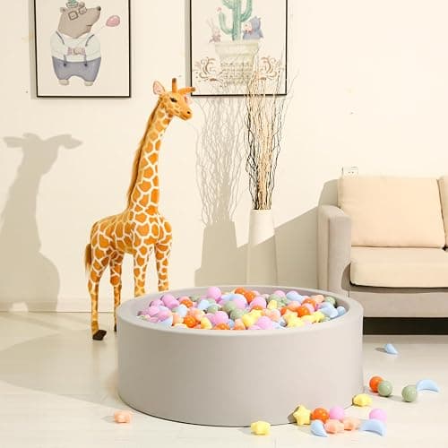 GOGOSO Ball Pit Balls Stars Moon Shapes Plastic Pitballs for Toddler Play Tent Baby Photo Props Kids Pool Water Toys Kiddie Pool Party Decor,Orange Green Blue,100pcs thumbnail 6