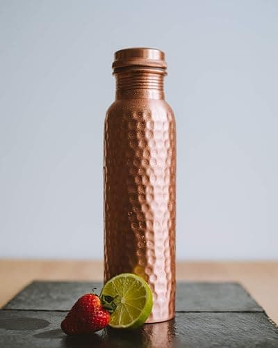 Kosdeg Copper Water Bottle - 34 Oz Extra Large - A Hammered Ayurvedic Pure Copper Vessel For Drinking - Drink More Water, Lower Your Sugar Intake And Enjoy The Health Benefits Immediately thumbnail 7