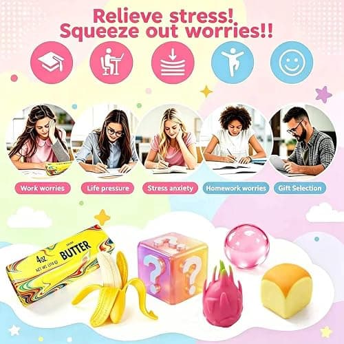 6 Pack Squishy Toy Box, Realistic Slow Rising TPR Sensory Fidget Toys, Soft Squeeze Toys, Assorted Gift Set for Adults and Kids, Desk Toys, Birthday Party Favors, Classroom Prizes thumbnail 6