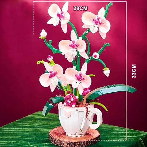 Orchid Flower Building Blocks Set, 567PCS Coffee Cup Artificial Flower Plant Toys Building Kit, Botanical Collection Model for Home Décor, Great Gift for Birthday and Anniversary for Her and Him(3005) - orchid flower thumbnail 3