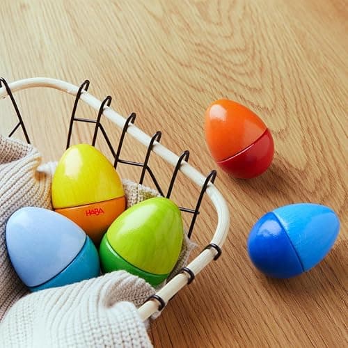 HABA Musikeier – 5 Bunte Rasseleier aus Holz zur musikalischen Frühförderung für Babys & Kleinkinder ab 2 Jahren – Made in Germany - 1007733001 thumbnail 2