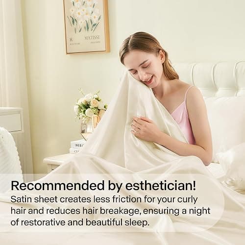 BEDELITE Satin Sheets Full Size Bed Set, Luxury Soft Beige Silky Sheet for Hair and Skin, Similar to Silk Bed Sheets Set 4 Pieces with 1 Deep Pocket Fitted Sheet, 1 Flat Sheet, and 2 Pillowcases thumbnail 4