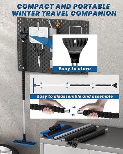 helloleiboo 2025 Extra Long 55.7" Ice Scrapers for Car Windshield Multi-Functional Detachable Car Ice Scraper with Foam Grip and 270° Pivoting Brush Head Snow Brush for SUV Truck Auto (Blue) thumbnail 6