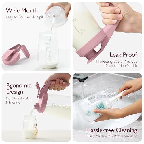 Momcozy Breast Milk Pitcher, Resistant to Heat and Cold Abrupt Temp Swings, No Leak Breast Milk Fridge Storage Container With Wide Mouth, Fast Baby Formula Maker, Breastfeeding Essentials, Pink thumbnail 5
