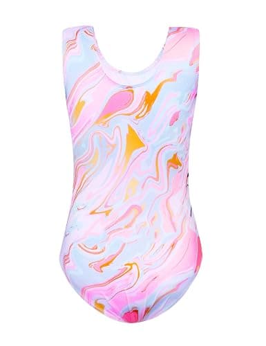 Jinhiteam Gymnastics Leotards for Girls - 2 Piece Shiny Sleeveless Outfit with Gym Shorts for Little Kids (4-12 Years) thumbnail 2