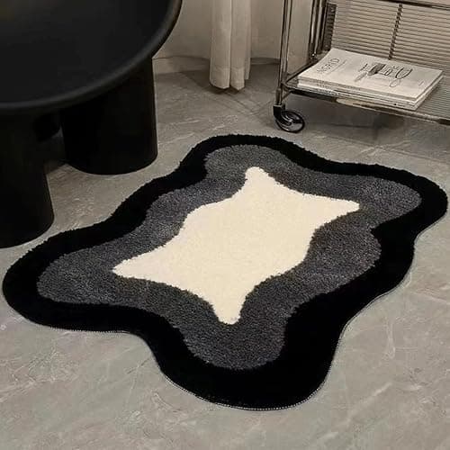 Room Decor Y2K Cool Rugs Aesthetic Cloud Carpet Area Rug Modern for Bedroom Living Room (1.3'×2.0',Black) | Modern, Aesthetic, Y2K, Cool Rugs - Image 1
