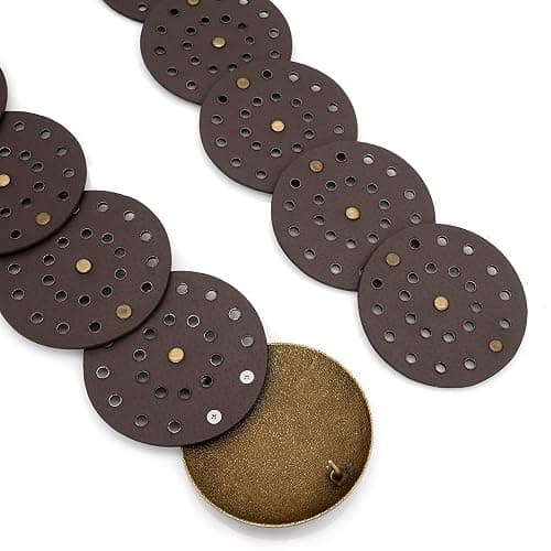 WULIQIUQIU Wide Disc Belt for Women Boho Concho Leather Belts Vintage Western Waist Belt thumbnail 5