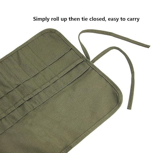 JOYISEN 22 Slots Paint Brush Storage for Acrylic Oil Watercolor Brush Roll up Case Army Green Canvas Paint Brush Holder (13 * 15.7IN) thumbnail 6