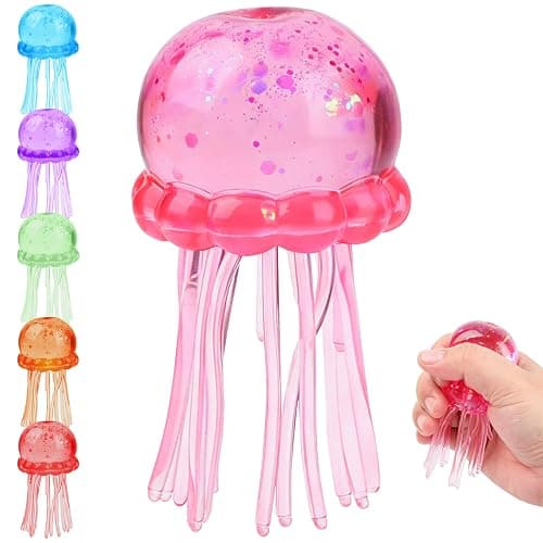 Jellyfish Squishy, Jellyfish Design Squeeze Stress Ball, Drop Malt Sugar Balls for Anxiety Stress for Party Favors Birthday Gift (Pink) - Image 1