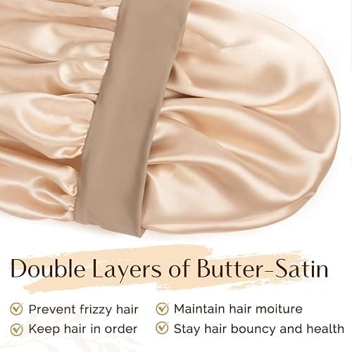 YANIBEST Silk Bonnet for Sleeping Women, Double Layer Hair Satin Bonnets with Elastic Band, Sleep Cap Curly Natural Hair thumbnail 2
