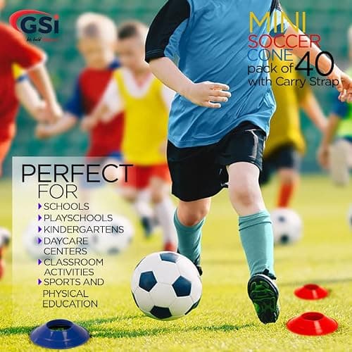 GSi Sports Cones - 40 Pack Training Cones for Agility Drills, Soccer & Sports Practice (Multiple Shapes) thumbnail 7