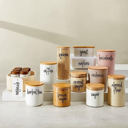 Talented Kitchen Pantry Labels for Food Containers - 157-Piece, Black Script Vinyl - Jar & Bin Labels & Food Storage Organization Stickers thumbnail 2