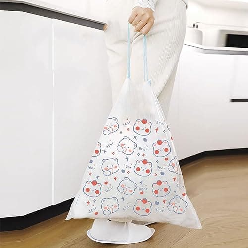150 Count 4 Gallon Trash Bags - Drawstring small trash Bags 1.1mil Thick for Bathroom, Kitchen, Bedroom, Office Toilet Home (White-pink, 150Counts) thumbnail 2