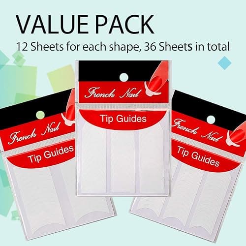 TailaiMei 36 Sheets 1368 Pieces French Manicure Nail Art Stickers, 3 Designs Self-Adhesive Nail Tips Guides for DIY Decoration Stencil Tools (3 Moon Shape Design, 36 Sheets) thumbnail 3